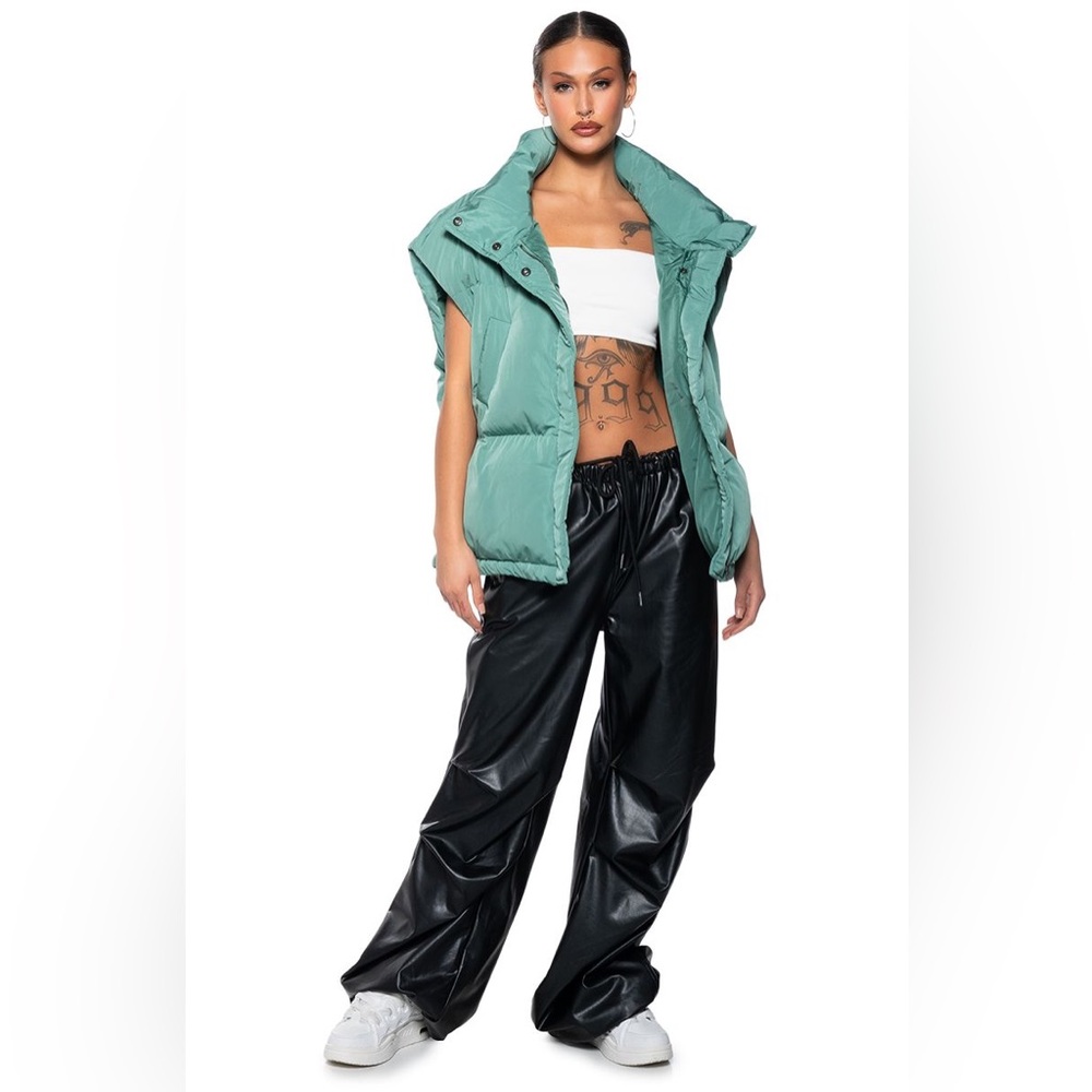 SHEIN Black Faux Leather Joggers